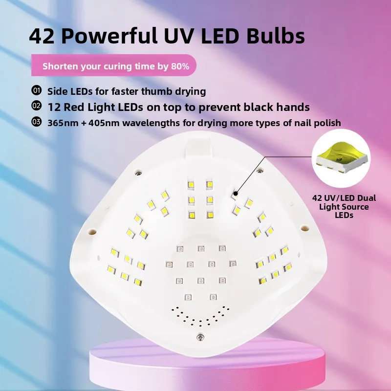 Y3 168W High-Power UV Nail Lamp Quick-Drying Light Therapy with 42 LED Beads for Nail Polish And Glue Curing White Mini F9 Model