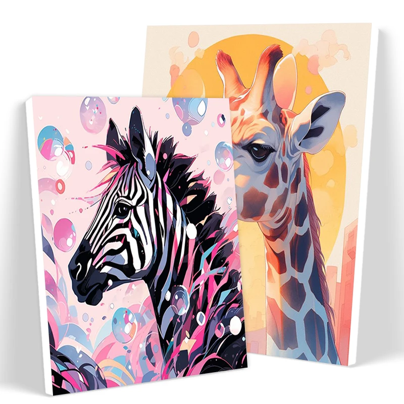 

SDOYUNO Painting Paints By Numbers Animals Zebra Giraffe Personalized Gift Picture Paint Markers By Numbers Home Decoration