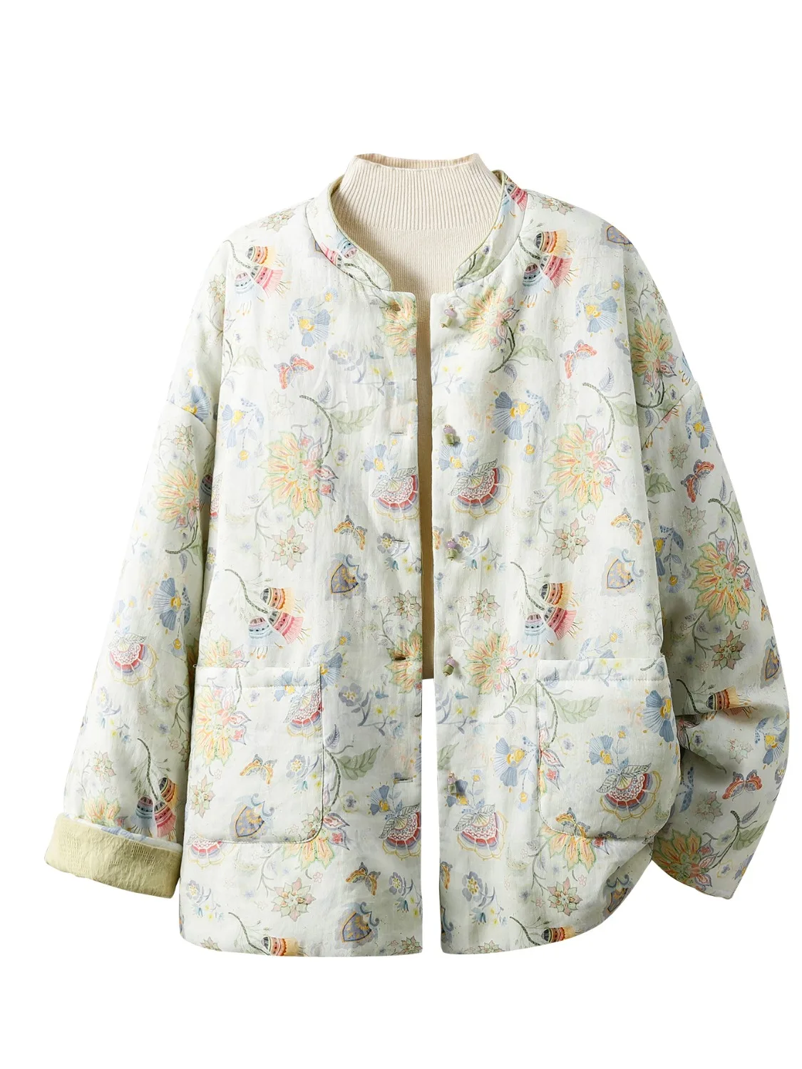 New Chinese Style Double-Sided Wear Light Cotton Jacket Women's Winter Warmth Inner Cotton Padded Short Coat Printed