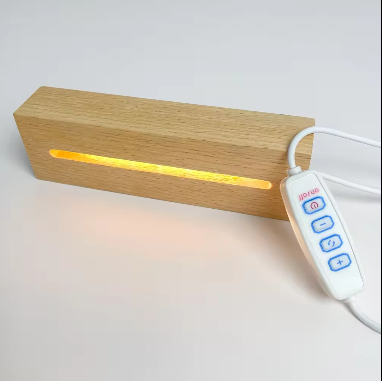 15cm Dimmable Tricolor Wooden Base with LED Lights, Acrylic Plexiglass Epoxy Resin Display Stand, USB Powered for 3D Night Light