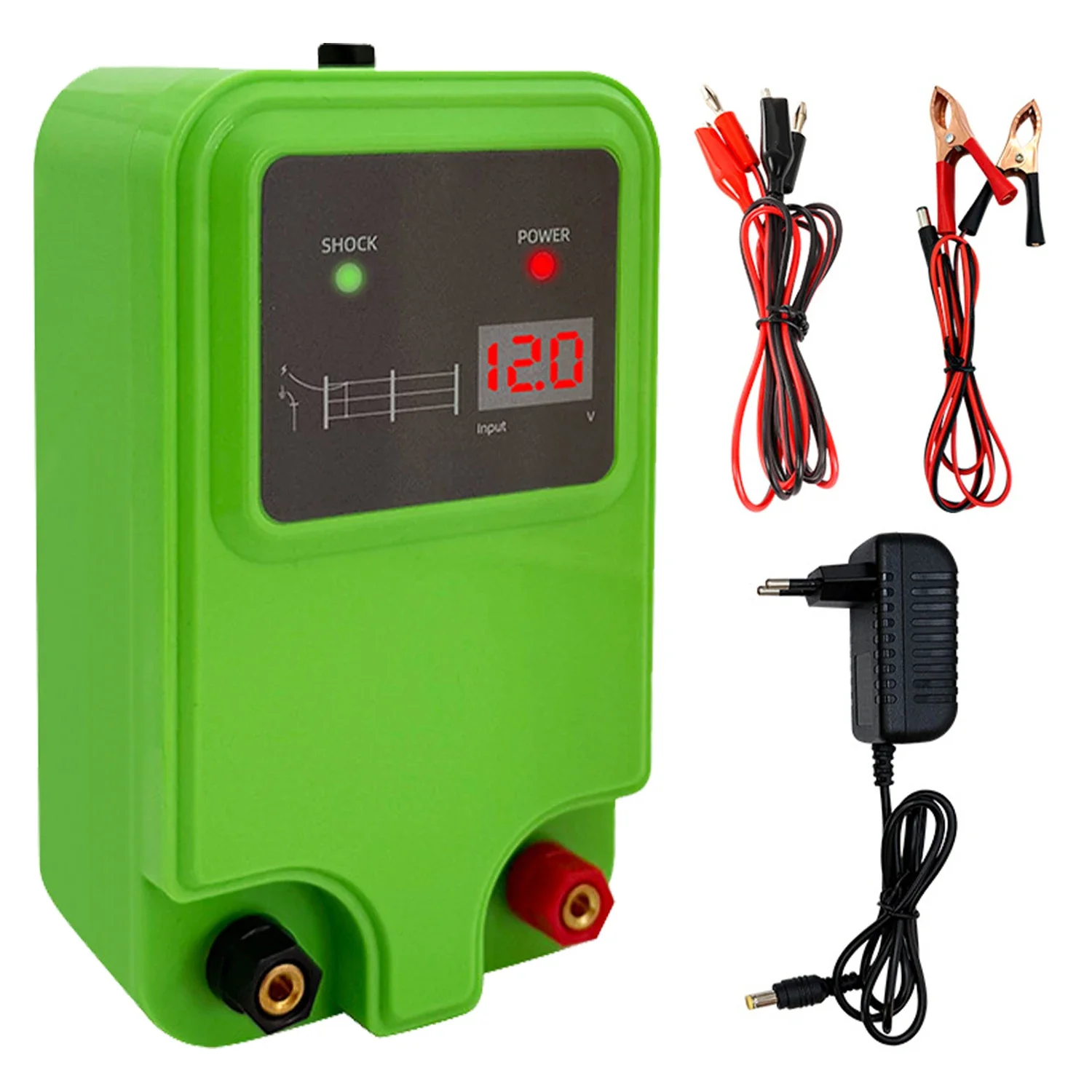 

Электрический зарядный блок для электроизгороди 10 км, 10,5 кВ, 6,21 мили, для непрерывной защиты скота от хищников, сельскохозяйственный инструмент