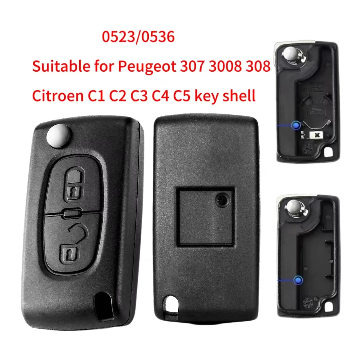 jing xin 0523/0536 Car Key Shell Replacement 2 Buttons Flip Remote Key Case For Peugeot 307 207 308 Remote Shell HU83/VA2 Blade