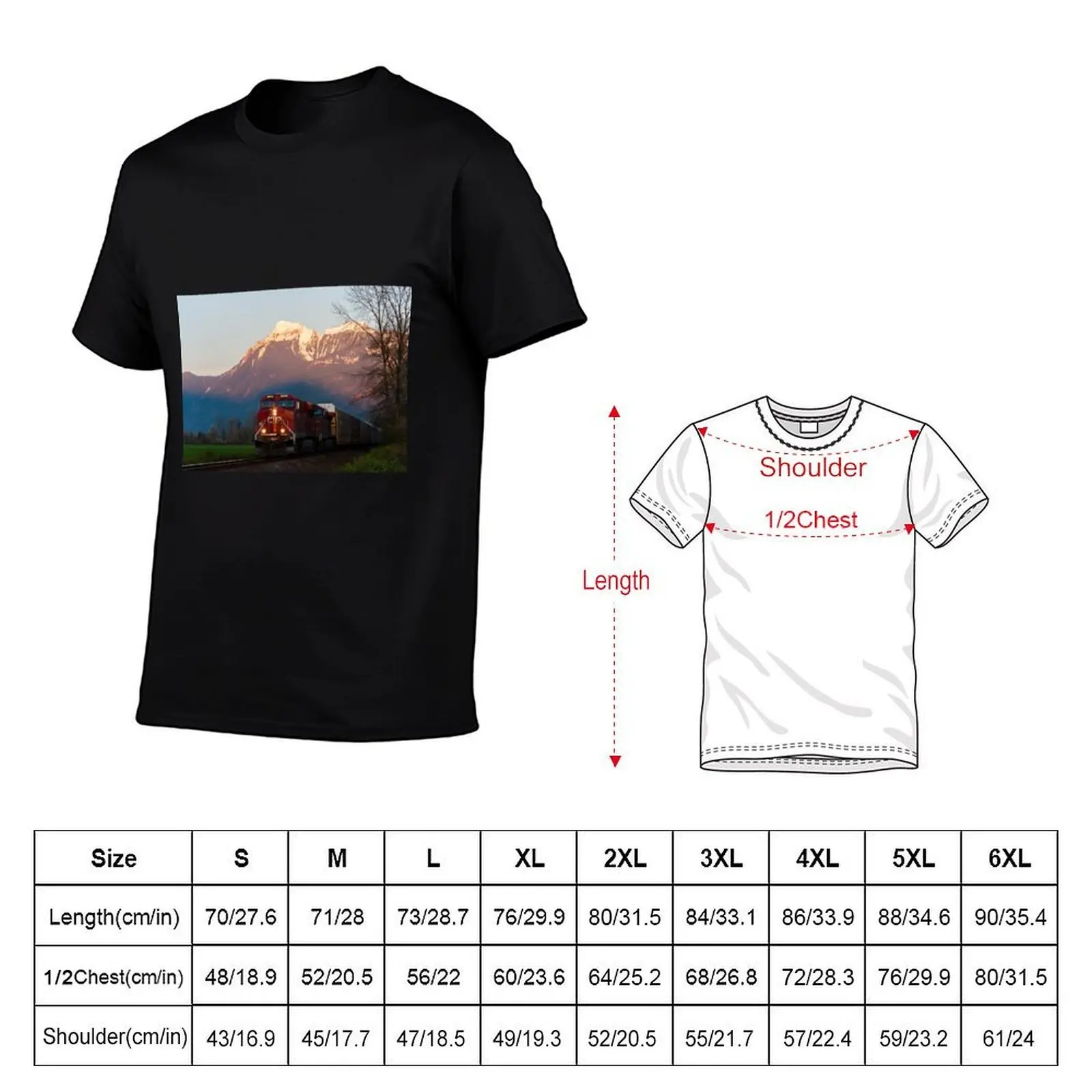 Canadian Pacific westbound under Mt. Cheam in Chilliwack B.C. T-Shirt man t shirt cotton t shirts for man cotton funny T-Shirt