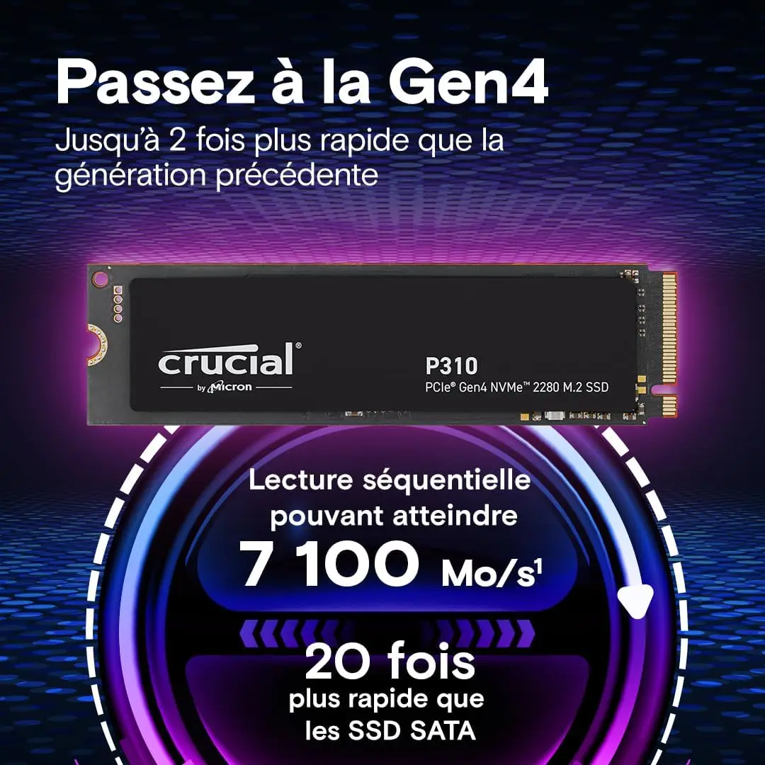 Crucial P310 1TB 2280 PCIe Gen4 3D NAND NVMe M.2 SSD 최대 7100MB/s 내장형 SSD