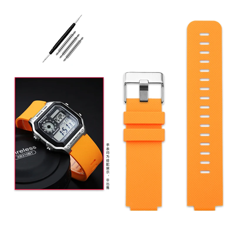 Silicone Rubber Watch Strap For Casio Series AE1200 AE-1200 AE-1300/AE-1200/w-216 A158 a159 a168 Waterproof Sport Bracelet 18mm