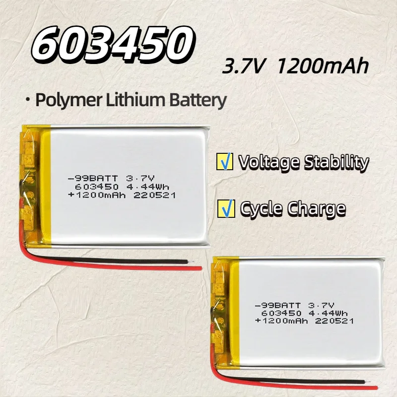 

603450 3.7V 1200mAh Lithium Polymer Li-Po Battery For MP3 MP4 Bluetooth Speaker Headset