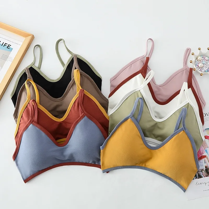 Women Wireless Bra Comfort Cotton Fabric Padded Bras Sexy Lingerie Small Cup Tube Top Removable Pads Brassiere One Size