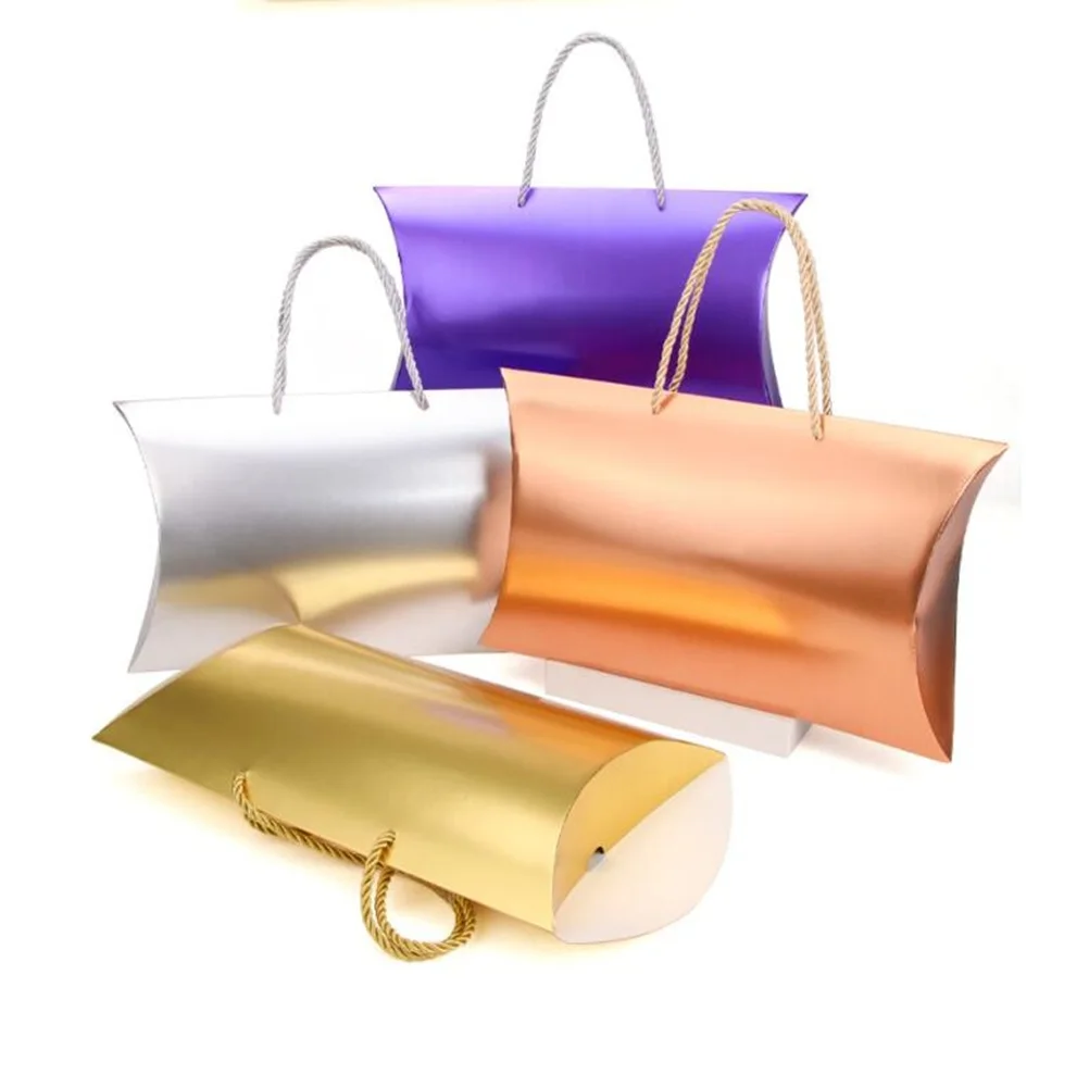 500pcs/Lot Wholesale High-End Luxury Customize logo Printed Pillow Hair Wig Paper Packaging Bags Large Capacity with Handles