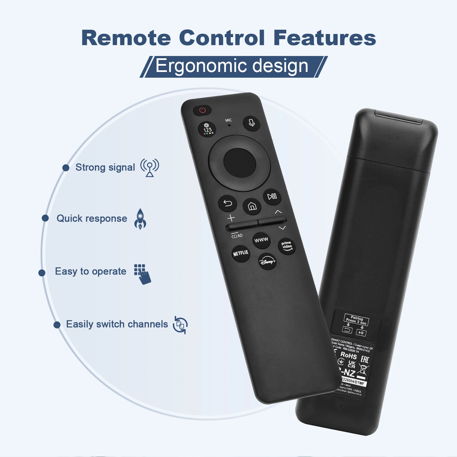 Replacement Voice Remote Control BN59-01432J sub BN59-01432A BN59-01432D BN59-01455F Compatible with Samsung QLED 4K UHD SmartTV image 4