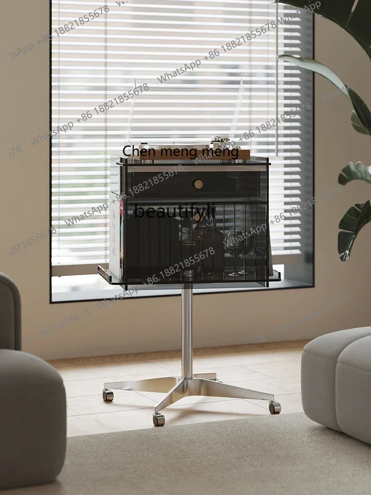 

ss7304 Vintage Acrylic Side Cabinet Living Room Lifting Side Table Rotating Bedside Table Storage Rack