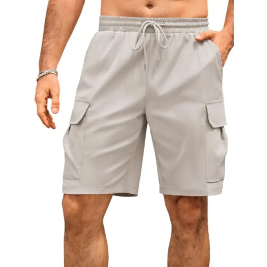 

Мужские шорты-карго Runcati с эластичной резинкой на талии и шнурком, легкие летние шорты для походов и повседневной носки с карманами, без подкладки
