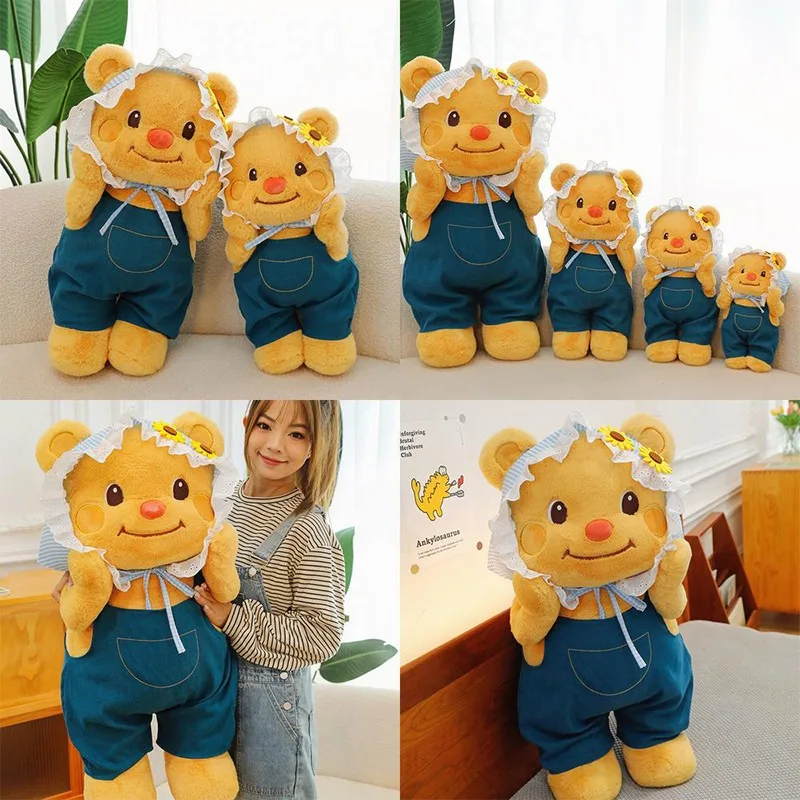 

Kawaii плюшевая игрушка с маслом, желтый ковбойский медведь, мягкая кукла, мягкая подушка для детей, подарок на день рождения, милый плюшевый отпуск для щек