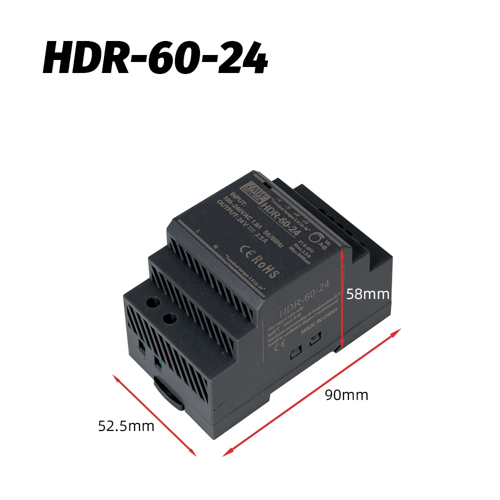 Switching Power Supply HDR-Series100W AC-DC 5V 12V 15V 24V 48V Ultra Slim Step Shape DIN Rail Switch Power Supply