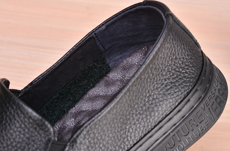 British Style Men\'s Genuine Leather Shoes Breathable Casual Sewing Loafers Handmade Comfortable Designer Flats Black M2669
