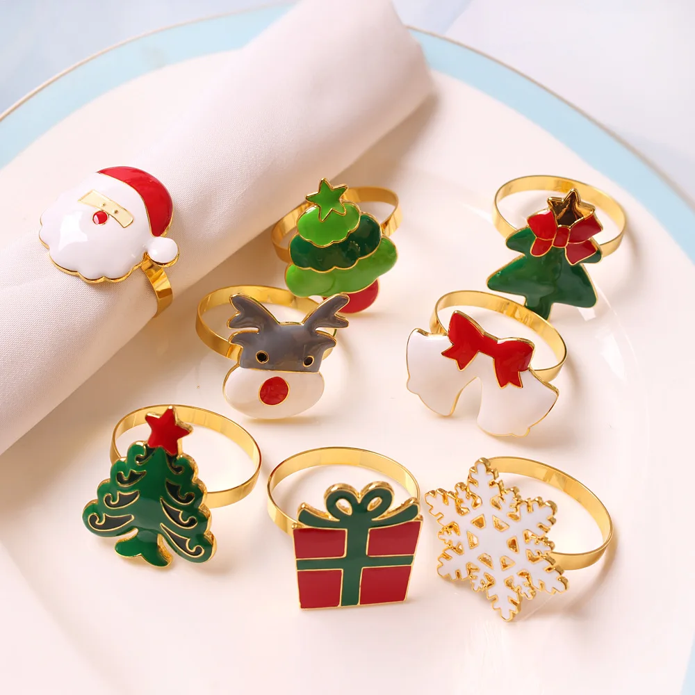 

4PCS Table Napkin Ring,Christmas Napkin Buckle, Gift box, Snowflake Crafts Holder Handmade Party Supplies Christmas Decorative