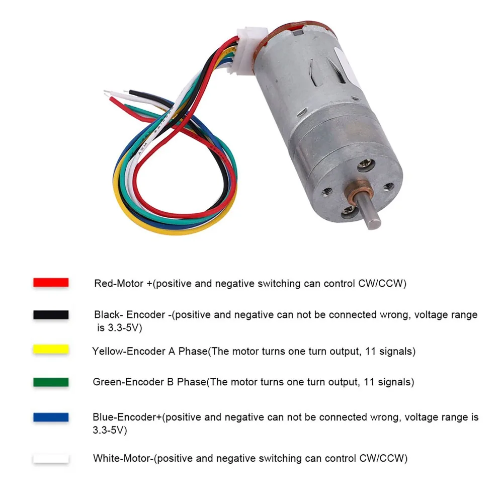 DC 12V Encoder Gear Motor 130 RPM 65mm Wheel Geared Motor Kit Rubber Tire Mounting Bracket Full Metal Gear Motor DIY Projects