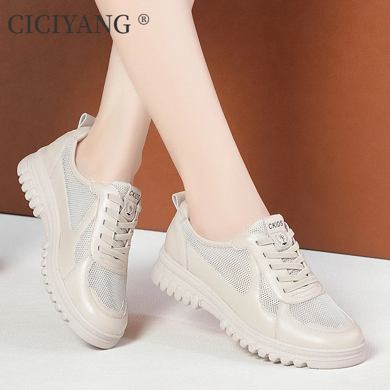 

CICIYANG Casual Mesh Sneakers Women 2024 New Soft Sole Summer Shoes Breathable Slip on Ladies Flats Shoes Handmade Loafers