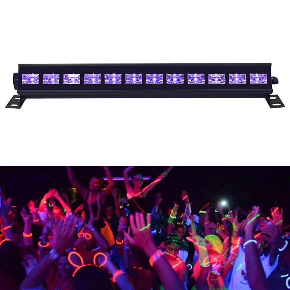 36W 12 LED Purple Wall Washer Lights Bar Audience Ambient Lights DJ Party Disco Lights Halloween Christmas Mini Holiday Light