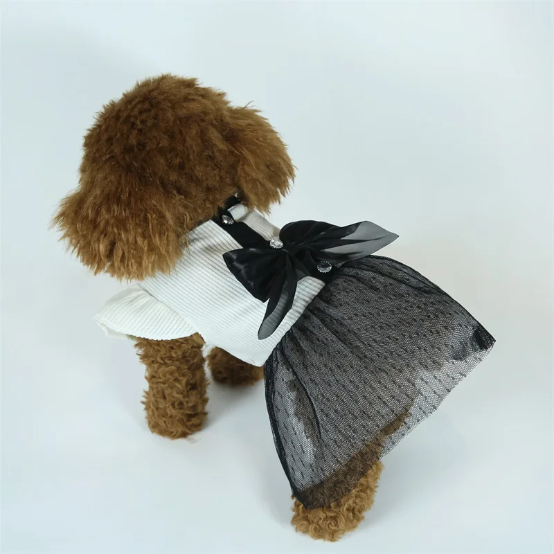 

Hot Selling New Spring/summer New Vintage Small Fragrance Couple Outfit Bow Dress Teddy Bear Teddy Bear Dog Clothes Small Dog