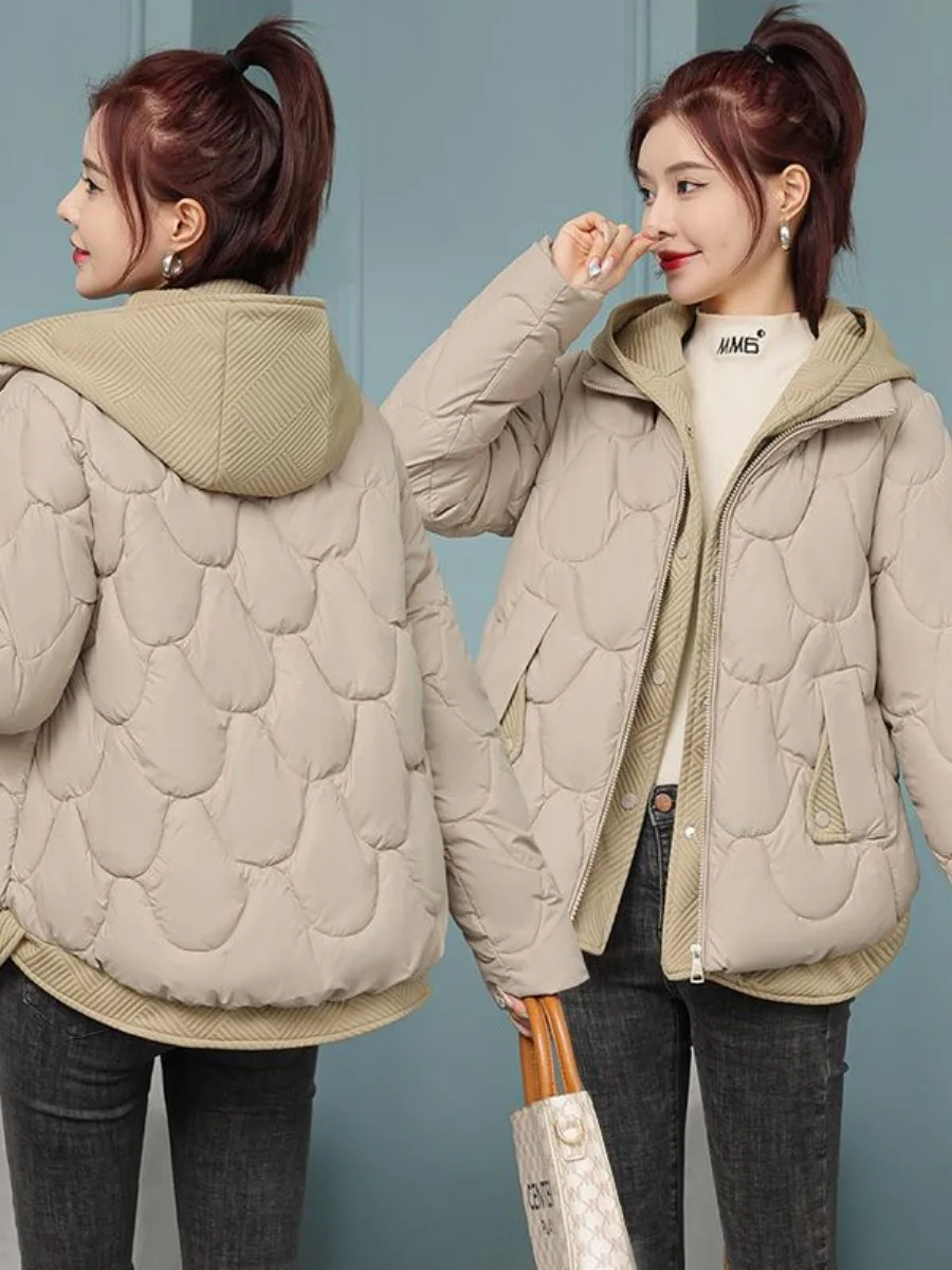 

Women's Short down Cotton Jacket 200 Pounds Loose Winter Coat Hooded Korean Large Size Breadcoat Outerwear Yangjing Brand