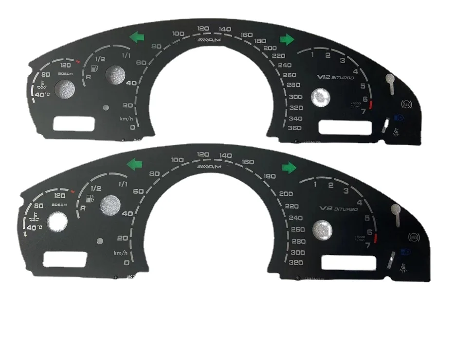 Black Gauge Faces Speedometer Dials For Mercedes W220 W215 Upgrade for AMG Sport Style V12 V8 BITURBO Dashboard Discs Overlay