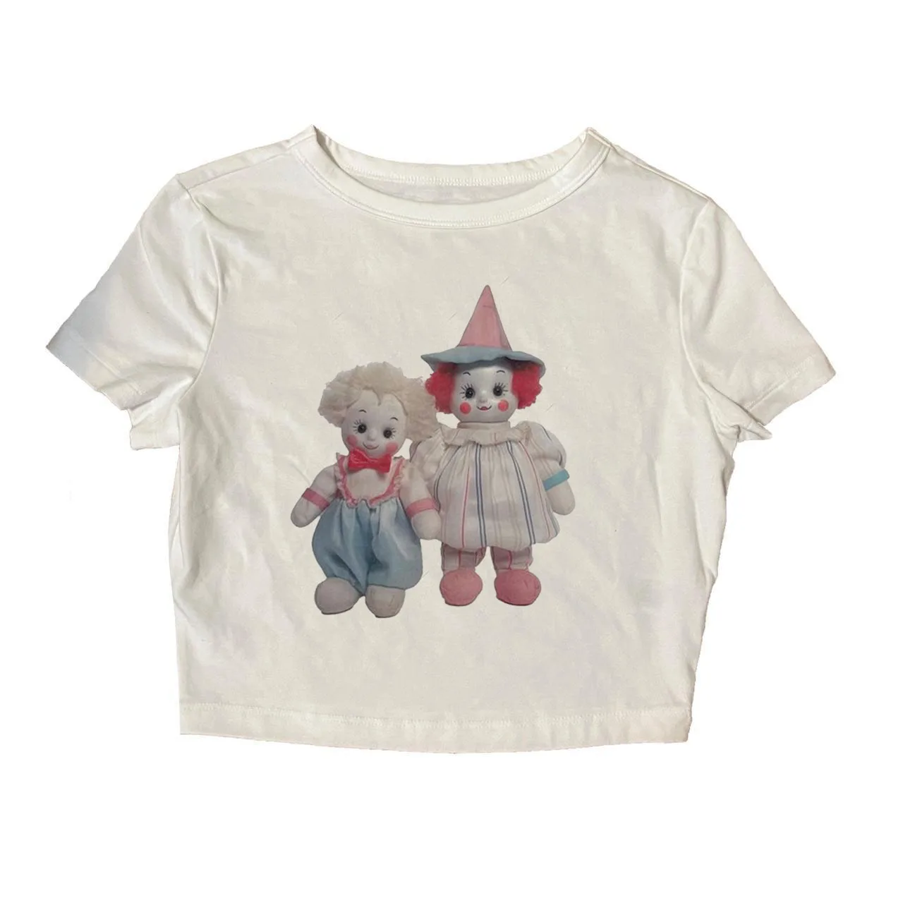 Y2k Crop Top Harajuku Clown Printed Baby Tee Aesthetic Harajuku Tshirt Hip Hop EMO Girl Vintage Summer Punk Graphic Short Sleeve