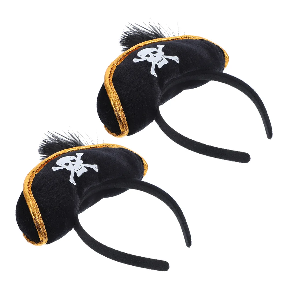 2 pezzi di cappello con teschio, fascia per costumi di Halloween, copricapo da pirata, puntelli per prestazioni, romanzo