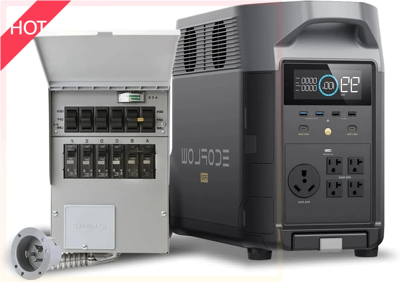 

VAA 120V Home Backup Kit: DELTA 3600Wh Power Station Transfer Switch Kit, 3600W AC Output, Generator WF