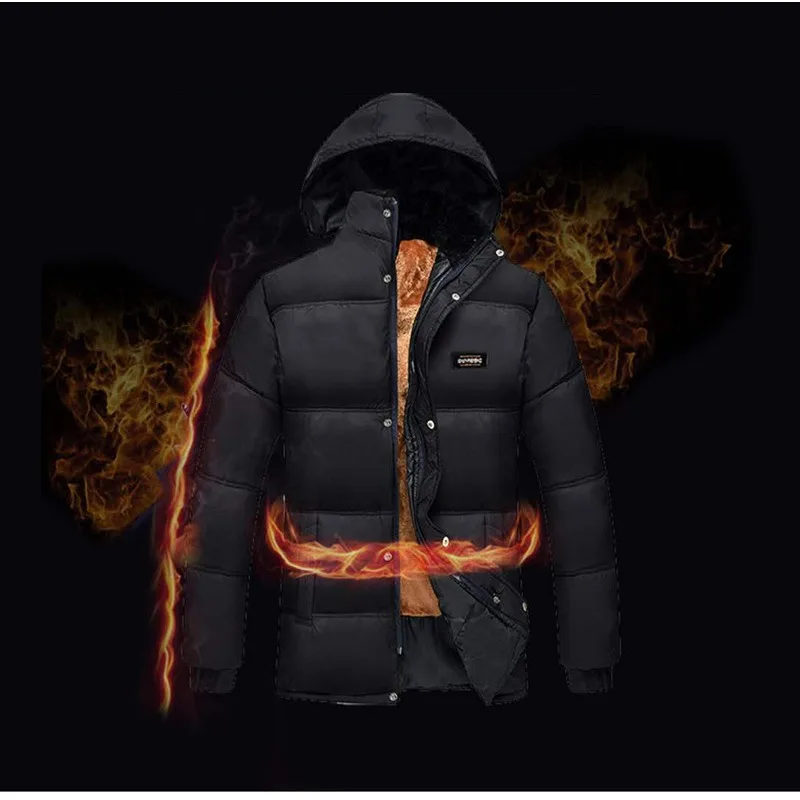 New Men\'s Cotton Parkas Big Size Thickened Dad Style Outerwear for Middle-aged and Elderly Q784
