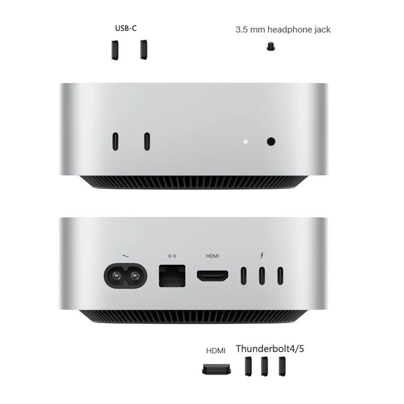 Weicher Silikon-Anti-Staub-Stecker für Apple Mac Mini M4 Pro 2024, staubdichte Schnittstellenabdeckung, Zubehör