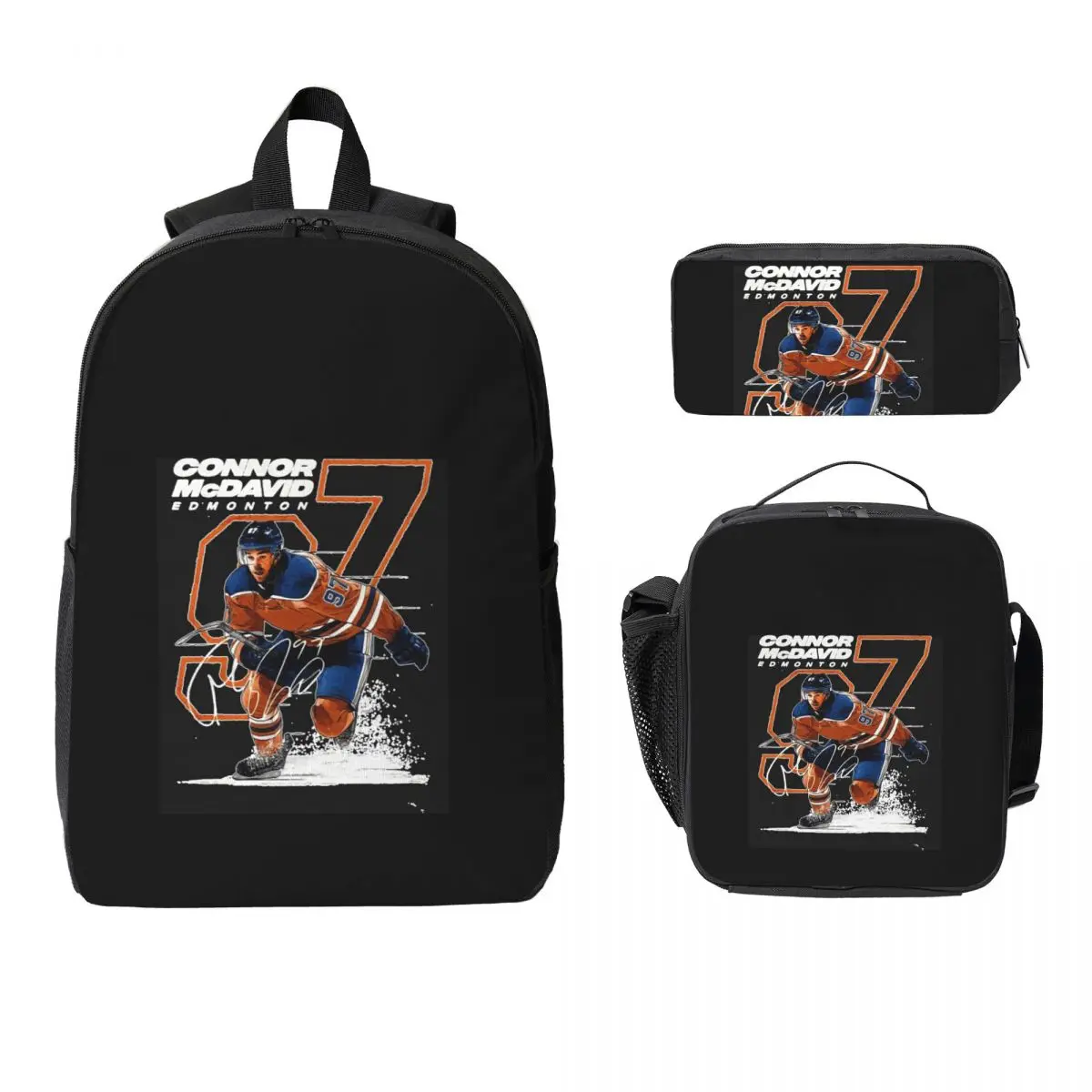 

Connor McDavid 97 For Edmonton Oilers Fans Backpack Student Boys Girls BookBag School Bag 3ps Insulated Lunch Bag Pencil Case