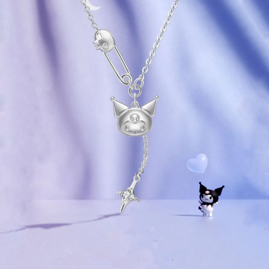 

Ожерелье с героями мультфильмов Sanrio KUROMI, модная цепочка на ключицу, студенческая вечеринка, подарок на день рождения друга, нишевая девушка, дая подруге