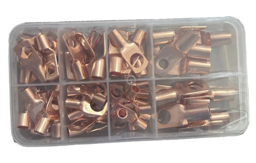 TBTOOLS Car Auto 60PCS Assortment Copper Ring Terminal Wire Crimp Connector Bare Cable Terminals Soldered Connectors Kit