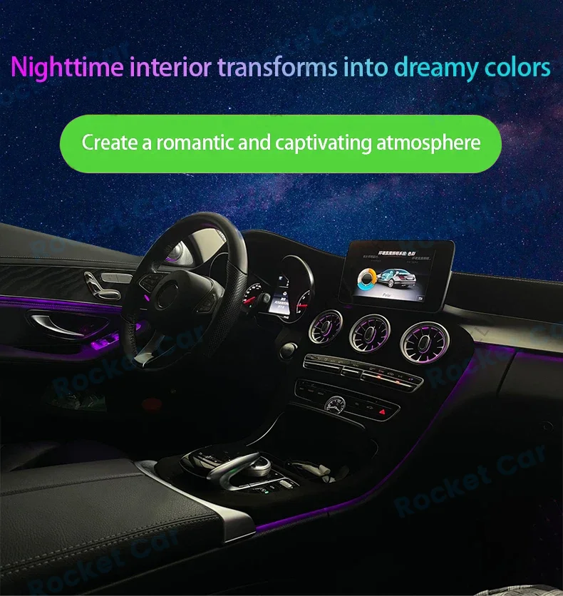 64 farben LED Turbine Vents Umgebungs Licht Für Mercedes Benz W205 X253 GLC Coupe C43 C63s Auto Lautsprecher Abdeckung dekorative Lampe Teil – Detail 2