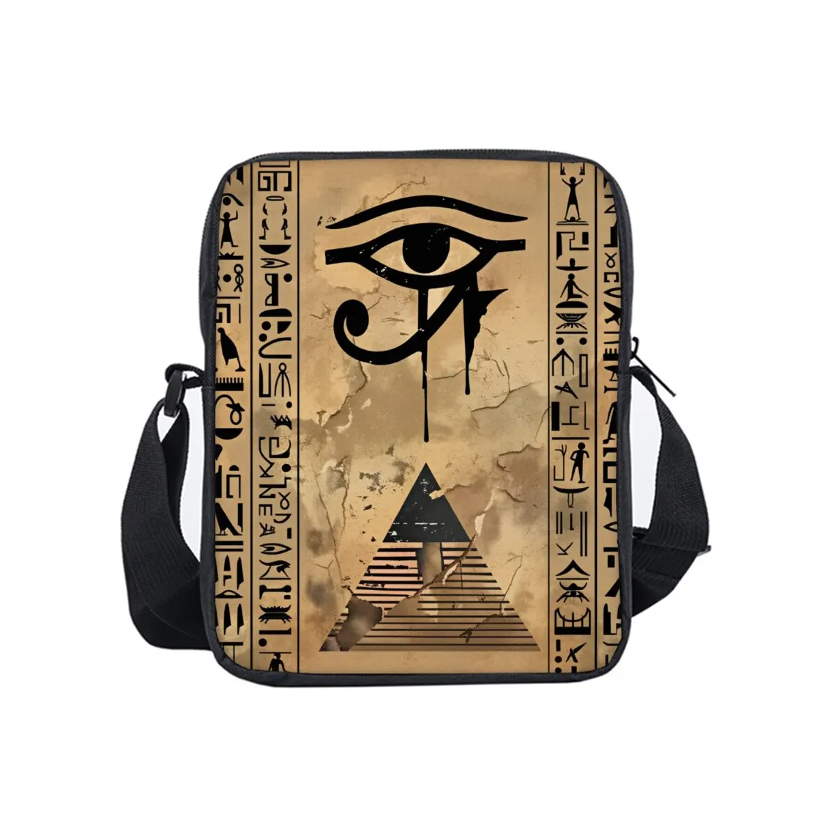 

Egyptian Hieroglyphs Print Single Sided Messenger Bag for Boy/Girls Children Best Gifts 3D Cartoon Casual Crossbody Bag