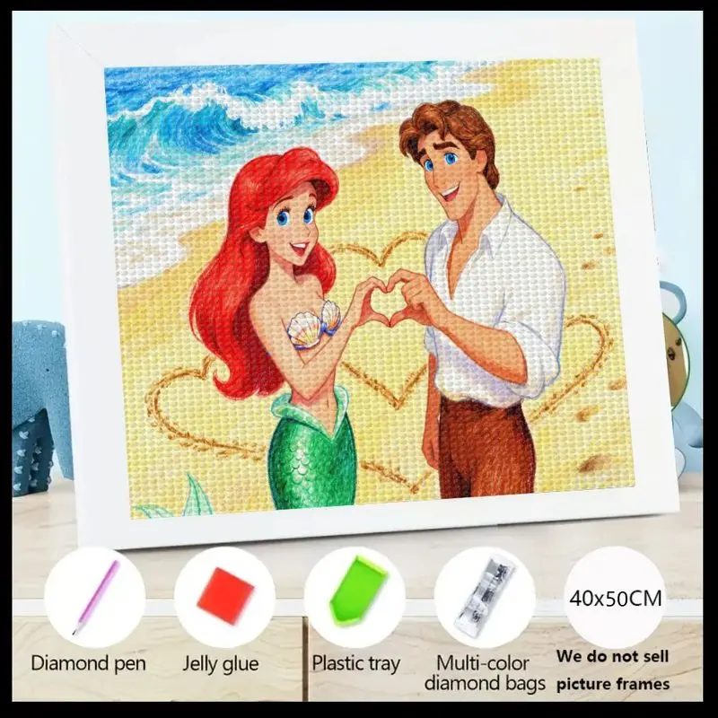 

1PC 5D Diamond Painting Kit "The Little Mermaid" DIY Crystal Art Set - Stunning Underwater Scene with Ariel and Eric, Includes D