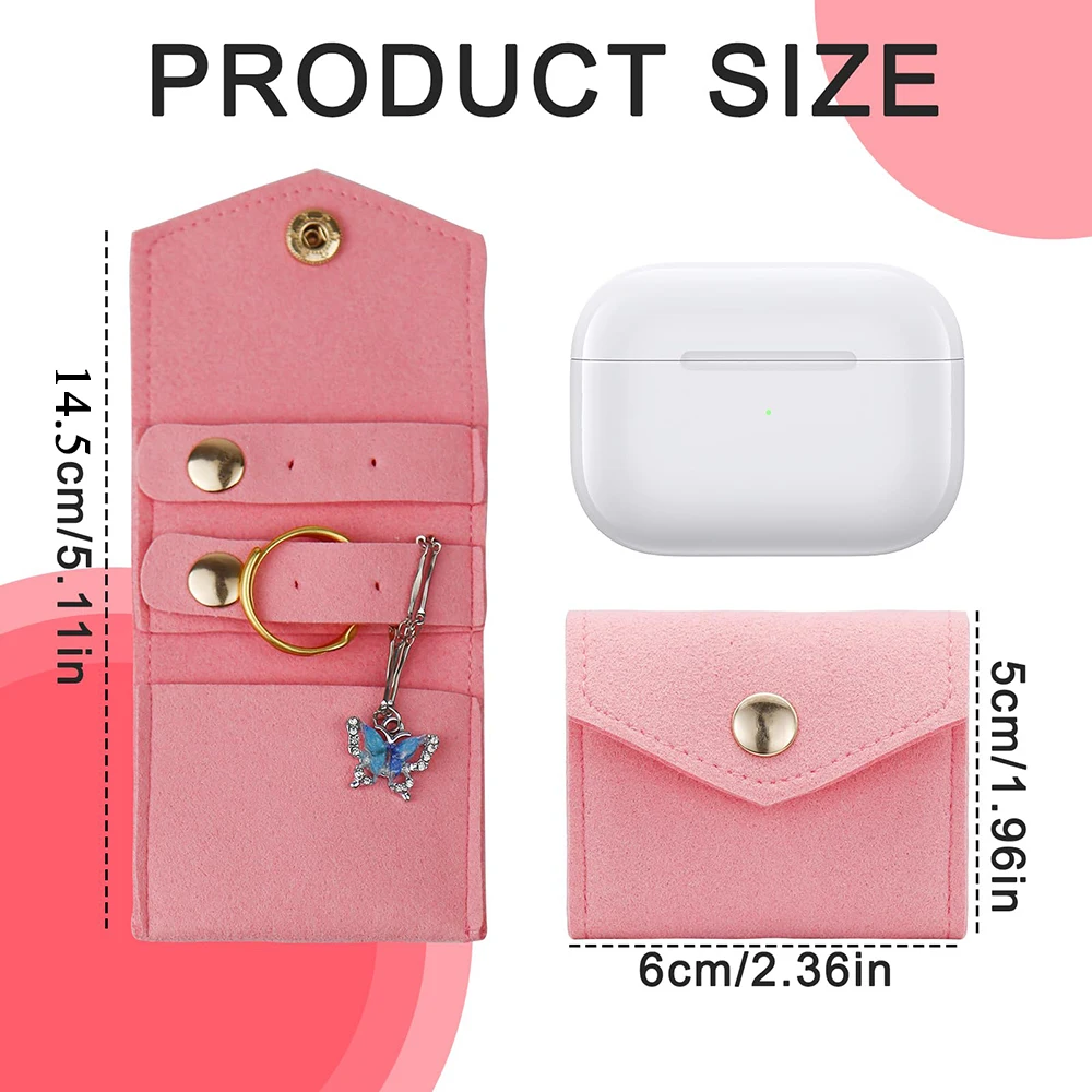 1 قطعة حافظة مجوهرات صغيرة منظم تخزين وظيفي حقائب مجوهرات قابلة للطي للخواتم والأقراط والقلائد وحقائب التعبئة للسفر #2