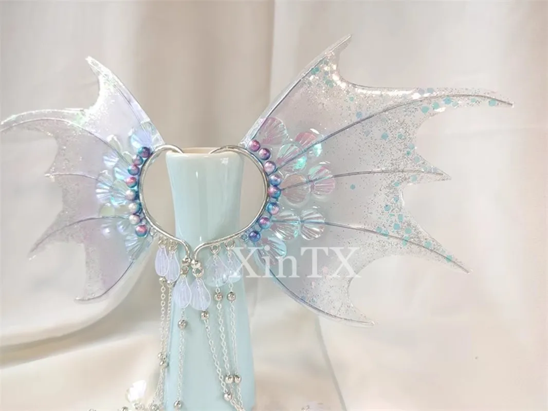 NEW Mermaid Ears COS Gradient Shark Ears Headdress Fairy Wizard Hair Accessories Shark Ears Mermaid Props Photo Cosplay