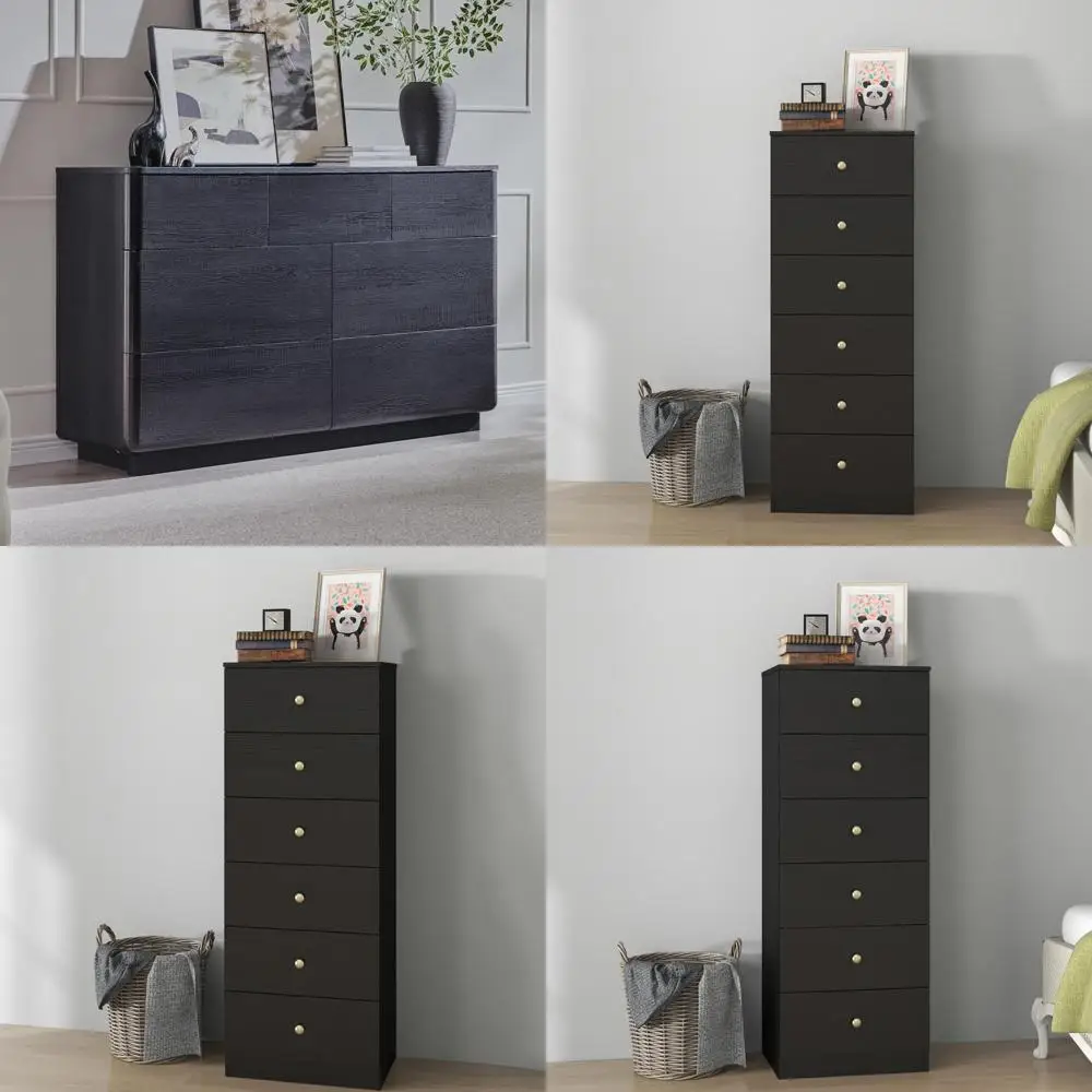 Modern 7-Drawer Dresser for Bedroom: Push-to-Open Chest with Curved Profile and Handleless Design for Large Wood Storage