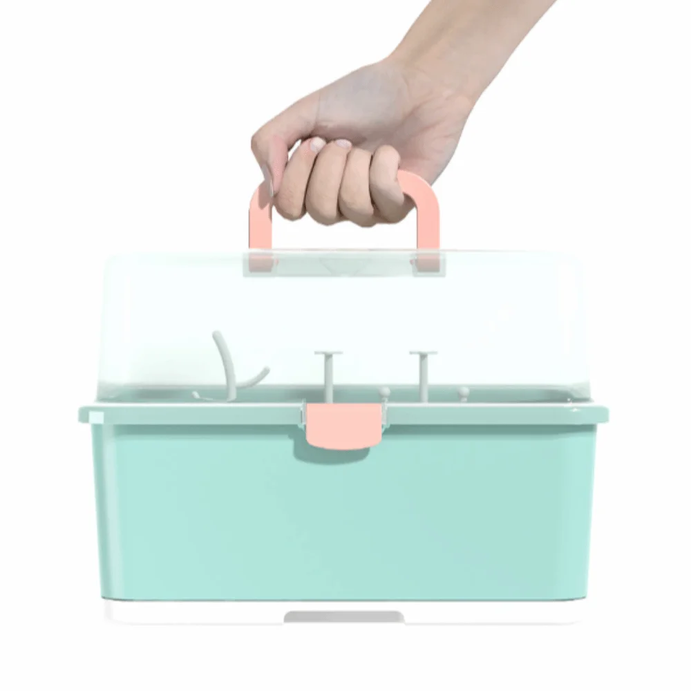 Large Capacity Baby Bottle Holder Portable Anti-Dust Nursing Bottle Drying Rack Nipple Dryer with Lid Cover