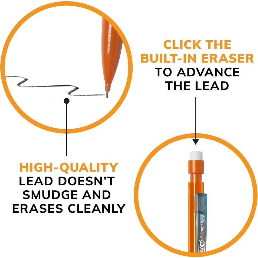 أقلام رصاص ميكانيكية مقاس 0.7 مم، 40 عبوة قابلة للسحب للاستخدام في المدرسة والمكتب والصياغة
