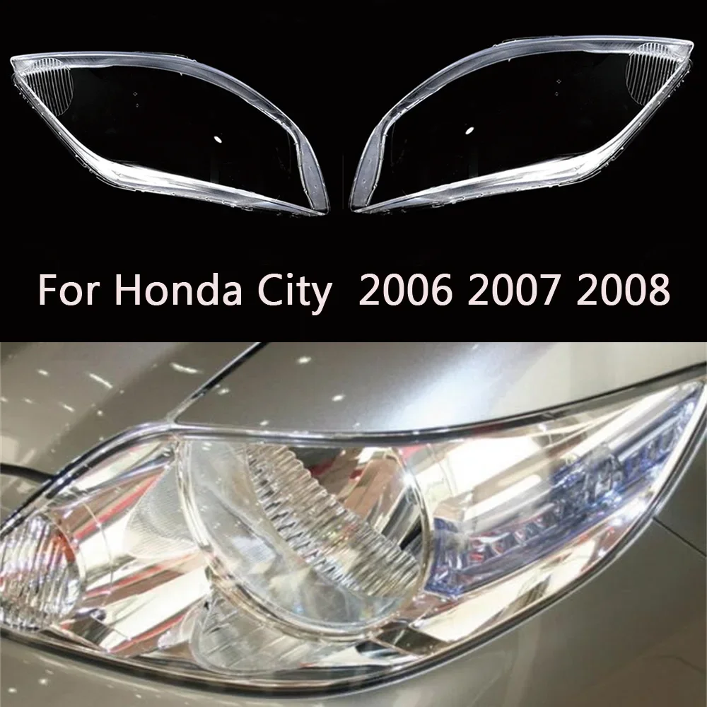 HTTCY For Honda City 2006 2007 2008 front Car Headlight Cover Lens Shell Lampcover Lampshade Headlamp Light mask