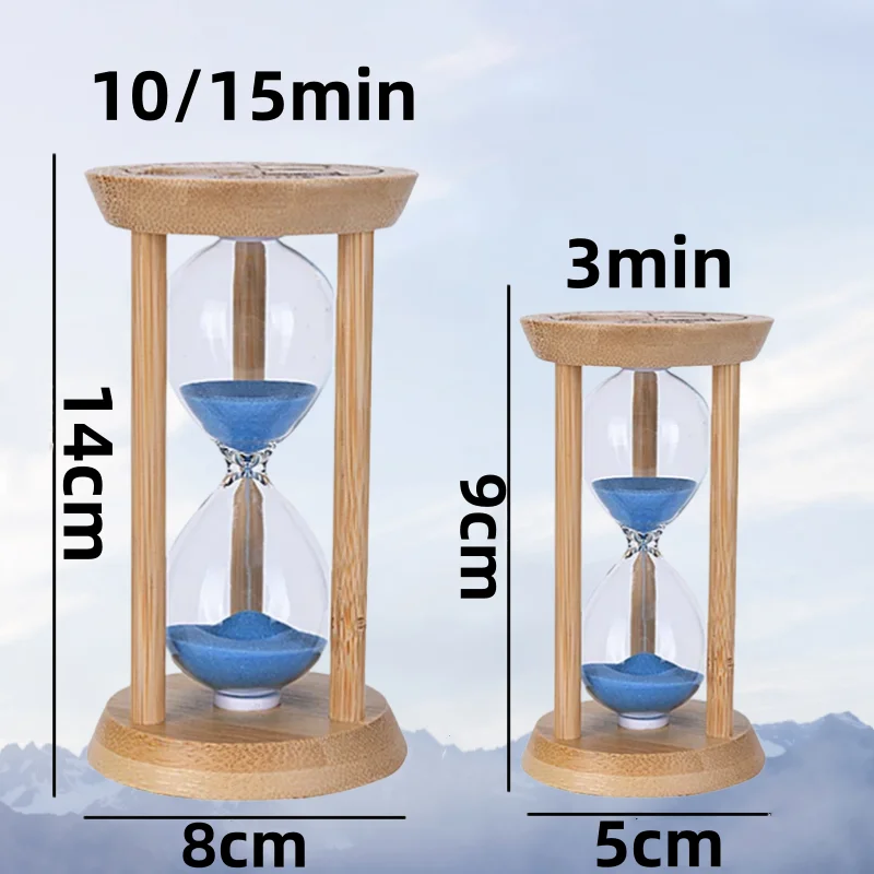 3/10/15 Minutes Wooden Handmade Glass Hourglass Mini Fall Prevention Timer Creative Fluorescent Sandglass Sand Clock Home Decor