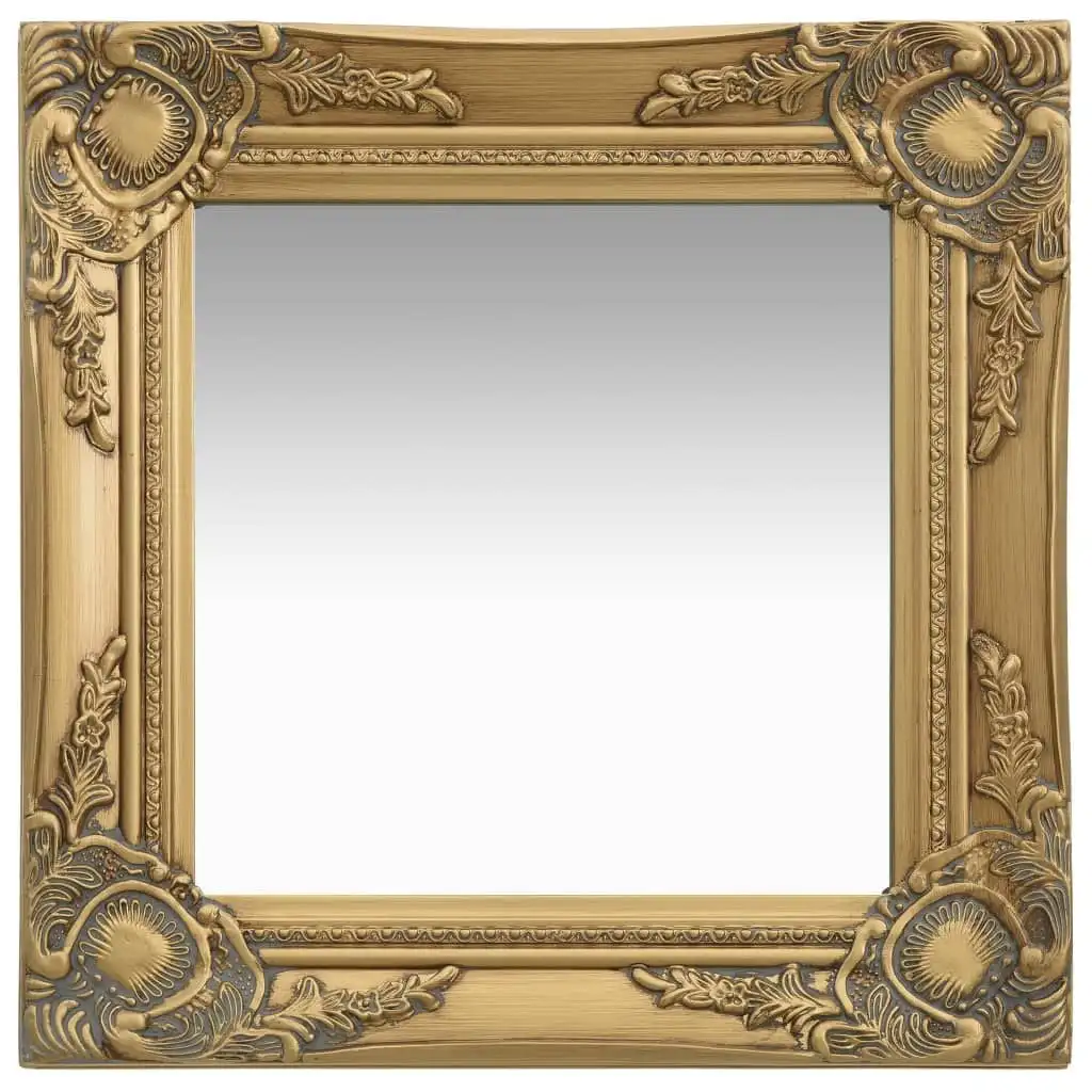 vidaXL Miroir mural carré doré en bois 40x40 cm, cadre en bois massif et composite avec crochets de fixation