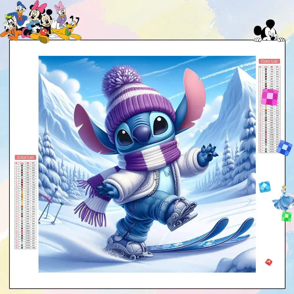 

Наборы алмазной живописи Диснея, акриловая лыжная сцена, изображение горного хрусталя, 5D, полная круглая алмазная вышивка, художественная мультяшная вышивка