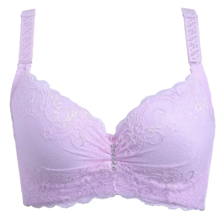 Sutiã push-up sexy de renda para mulheres, roupas íntimas finas, seção fina, C, D, xícara, E, tamanho grande, 3/4 xícara