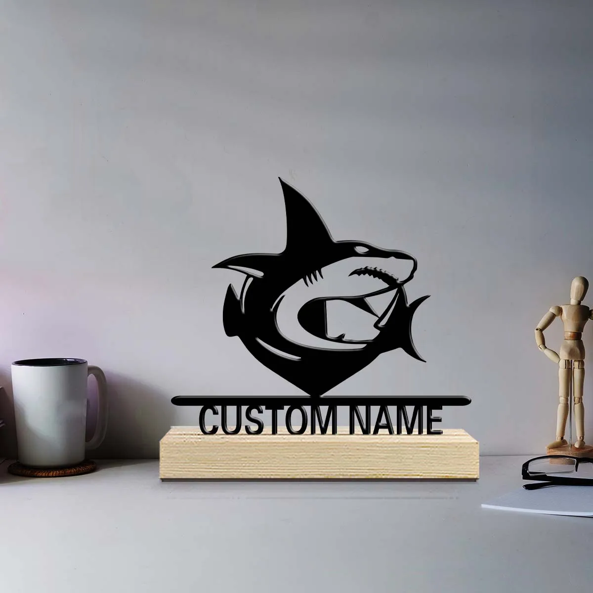 1pc Personalized Iron Desktop Ornament Custom Name Equipped with Wooden Base Perfect for Home or Office Decoration