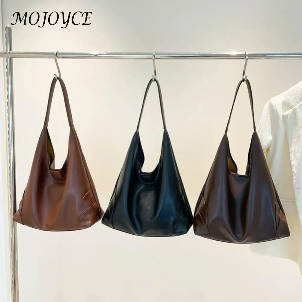 2pcs Women PU Leather Slouchy Hobo Bag Adjustable Strap Shoulder Purse with Coin Purse Top Handle Handbag Solid Hobo Bag