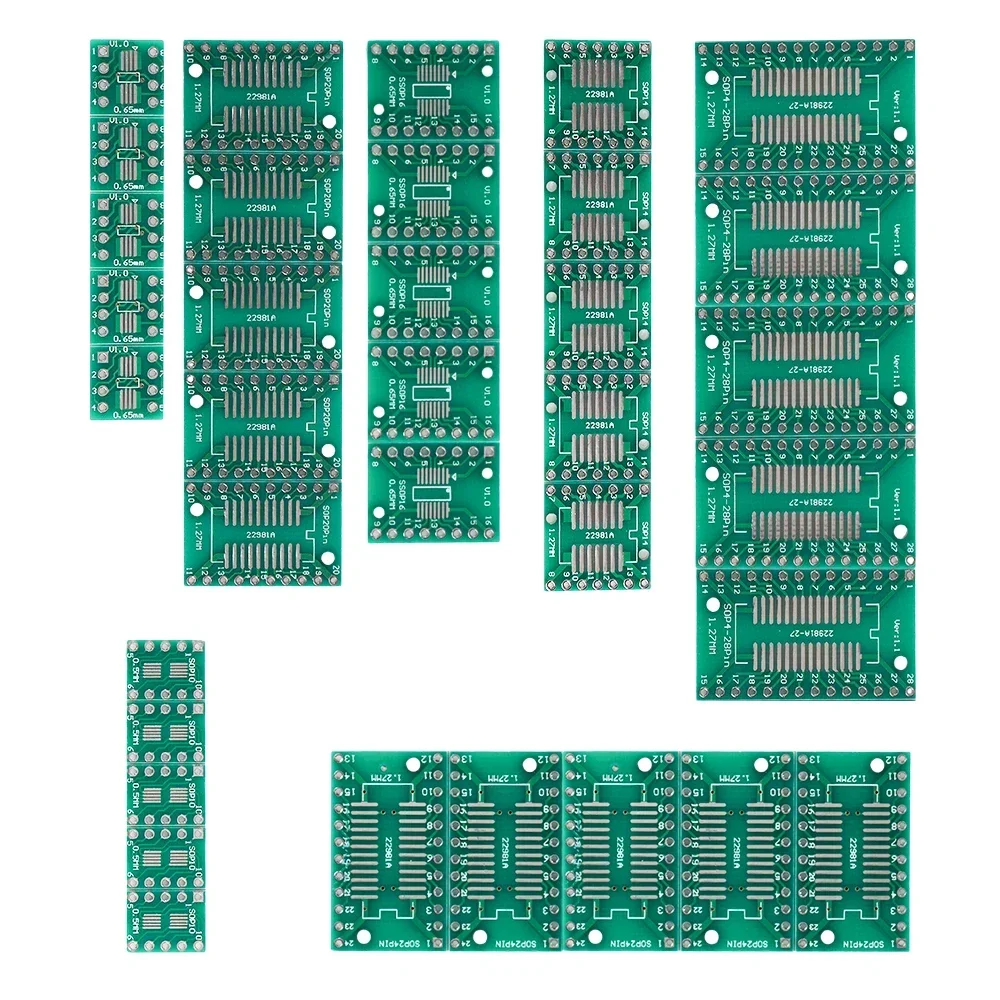 Комплект печатной платы 35 шт. MSOP10 SOP8 SOP14 SOP16 SOP20 SOP24 SOP28 SMD Переходник-переходник для DIP-адаптера SOP 10 8 14 16 20 24 28