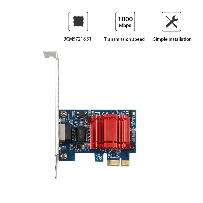 게임용 PCIE 카드 기가비트 PCI-E 네트워크 카드 BCM5721&51 칩 RJ-45 LAN 어댑터 고속 PCIE-이더넷 디스크리스 LAN 카드 1000M